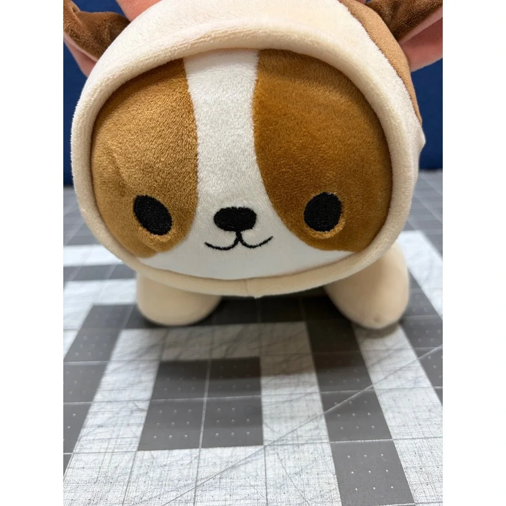 Linzy Toys Smoochy Pals Plush Dog in Cow Costume Hood Stuffed Animal Brown White